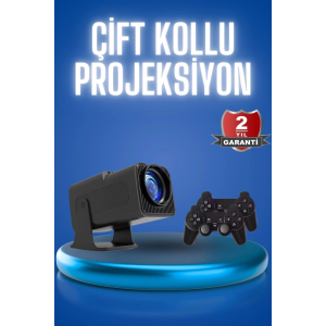 Android Projeksiyon Siyah Taşınabilir Sinema Projektörü 4k 1080p Ev Sineması Bluetooth