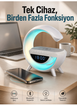Android Uyumlu Akıllı Bluetooth Hoparlör Kablosuz Şarj Cihazı Standı