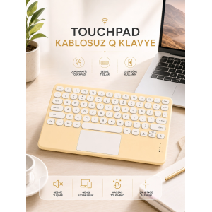 Android Ve İos Uyumlu Bluetooth Klavye Touchpad Slim Kablosuz Wifi Q Klavye