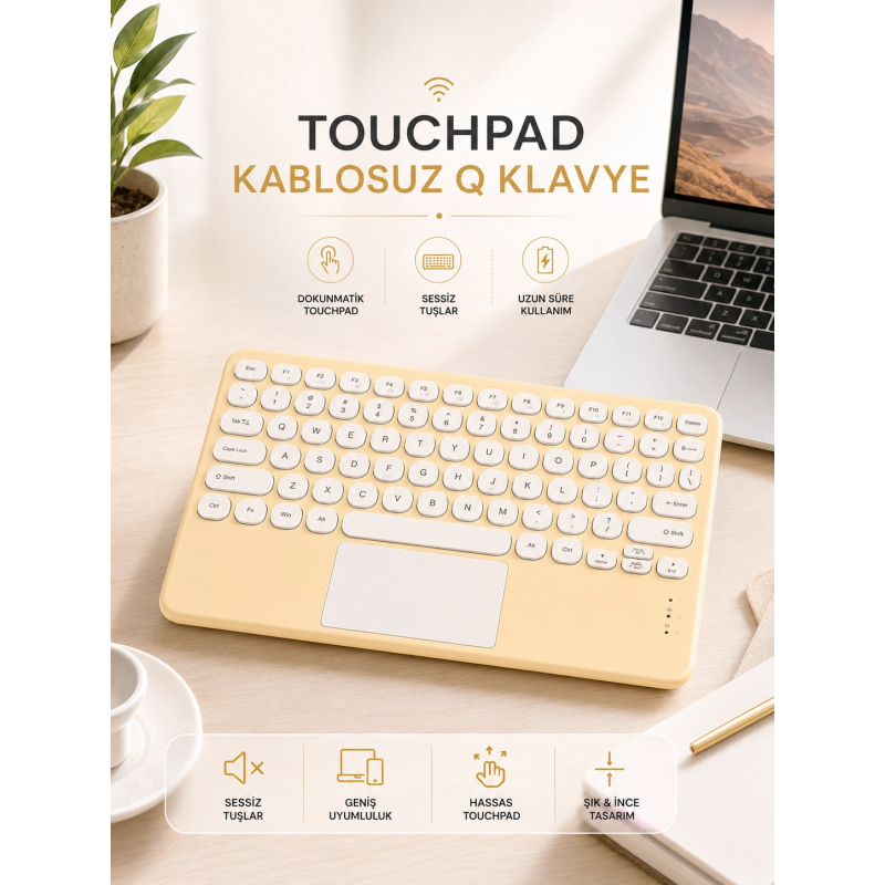 Android Ve İos Uyumlu Bluetooth Klavye Touchpad Slim Kablosuz Wifi Q Klavye Android Ve İos Uyumlu Bluetooth Klavye Touchpad Slim Kablosuz Wifi Q Klavye