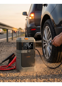 Araç Akü Takviye Powerbank Lastik Şişirme Kompresörü Led Işıklı Çok Fonksiyonlu Acil Durum Cihazı