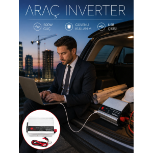 Araç Aküsünü Prize Çeviren 500w Güç İnvertörü
