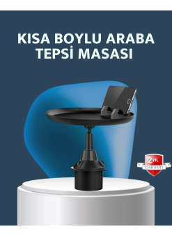 Araç İçi 360° Ayarlanabilir Bardaklık Tepsisi Geniş Yüzeyli Ve Telefon Standlı