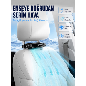 Araç İçi Boyun Serinletme Fanı Usb-c Şarjlı Güçlü Hava Akışlı Soğutucu