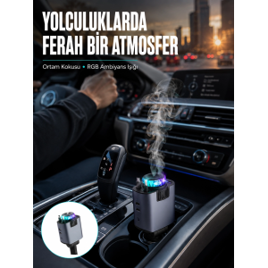 Araç İçi Çok Fonksiyonlu Şarj Cihazı Hava Nemlendirici Aroma Ve Yıldız Işık Yeni Nesil