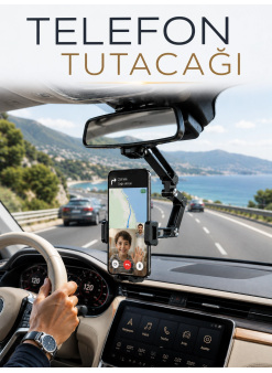 Araç İçi Dikiz Aynası Telefon Tutucu 360° Döner Ayarlanabilir Katlanabilir