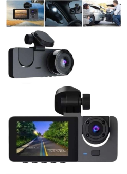 Araç İçi Dikiz Kamerası Sürüş Kaydedici 3 Lensli Dvr Kamera