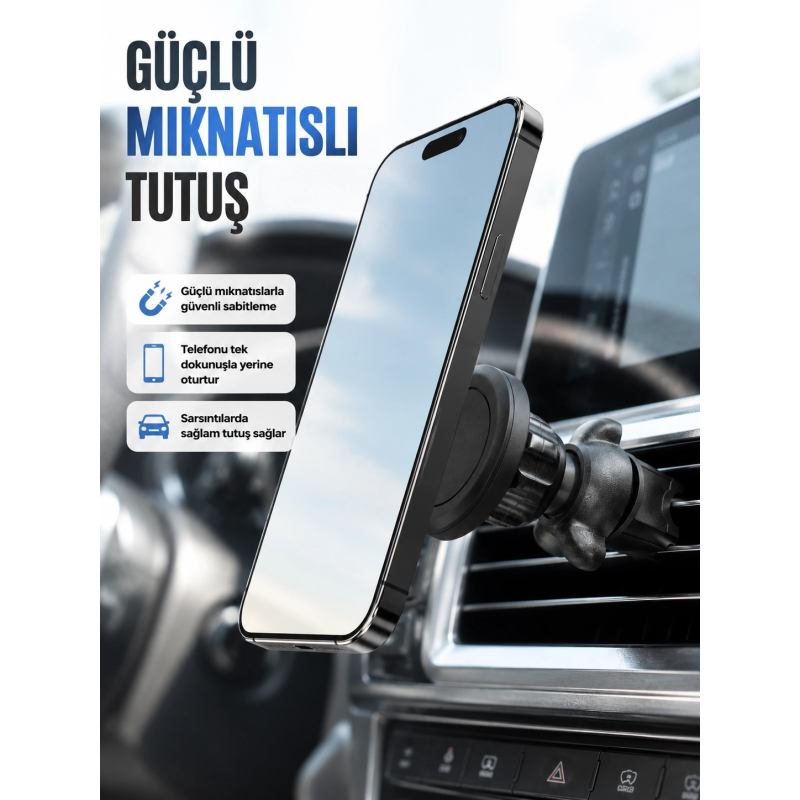Araç İçi Manyetik Telefon Tutucu Havalandırma Klipsli Telefon Standı Araç İçi Manyetik Telefon Tutucu Havalandırma Klipsli Telefon Standı