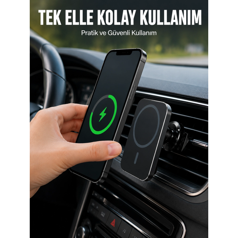 Araç İçi Manyetik Telefon Tutucu Ve 15w Kablosuz Hızlı Şarj Cihazı Araç İçi Manyetik Telefon Tutucu Ve 15w Kablosuz Hızlı Şarj Cihazı