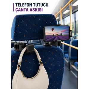 Araç İçi Telefon Sabitleyici Ve Koltuk Arkası Çanta Askılığı
