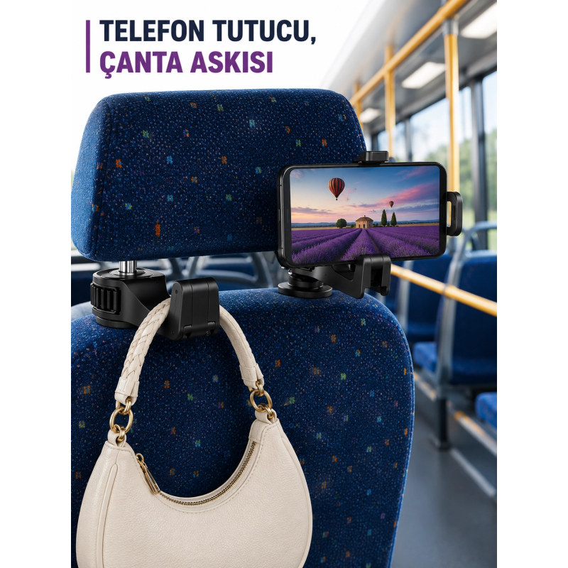 Araç İçi Telefon Sabitleyici Ve Koltuk Arkası Çanta Askılığı Araç İçi Telefon Sabitleyici Ve Koltuk Arkası Çanta Askılığı