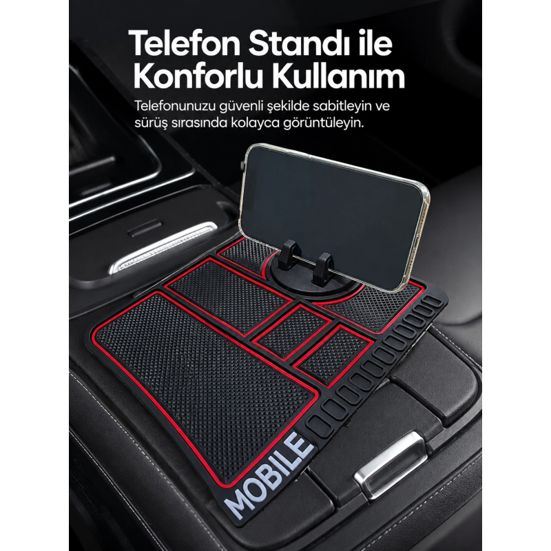 Araç İçi Telefon Standlı Kaydırmaz Silikon Organizer Mat Konsol Düzenleyici Araç İçi Telefon Standlı Kaydırmaz Silikon Organizer Mat Konsol Düzenleyici