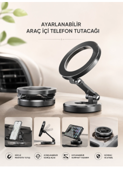 Araç İçi Telefon Tutacağı Manyetik Tasarım Ayarlanabilir