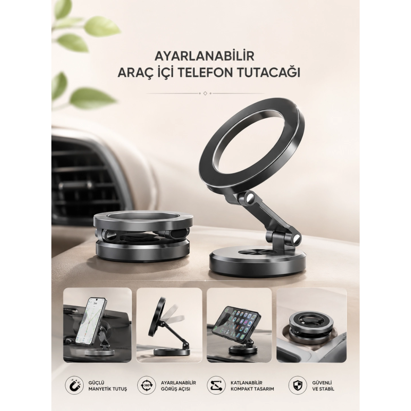 Araç İçi Telefon Tutacağı Manyetik Tasarım Ayarlanabilir Araç İçi Telefon Tutacağı Manyetik Tasarım Ayarlanabilir