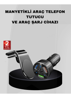 Araç İçi Telefon Tutucu + Quick Charge 3.0 Araç Şarj Cihazı Seti