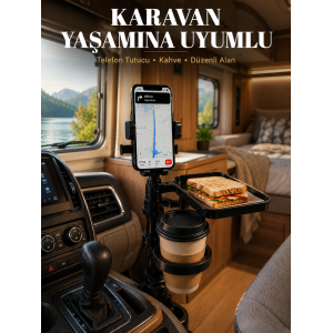 Araç İçi Telefon Tutucu Ve Bardaklık Organizeri Çok Amaçlı Tasarım