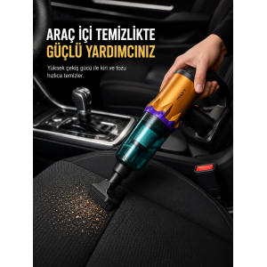 Araç İçi Temizlik İçin Şarjlı El Süpürgesi Çok Başlıklı Pratik Temizlik Cihazı