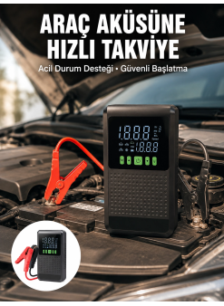 Araç İçin Akü Takviye Cihazı Ve Kablosuz Hava Kompresörü Yeni Nesil