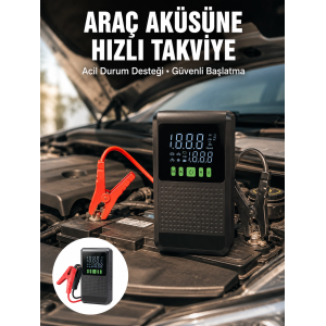Araç İçin Akü Takviye Cihazı Ve Kablosuz Hava Kompresörü Yeni Nesil