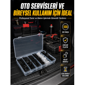 Araç Kapı Döşemesi Ve Tampon Klipsi Seti Universal Plastik Sabitleme Klipsi 100 Parça