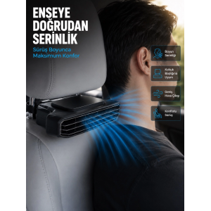 Araç Koltuğu İçin 5 Hız Kademeli Soğutucu Fan Aroma Hazneli Usb-c Şarjlı