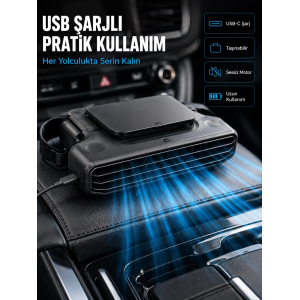 Araç Koltuk Başlığı Soğutucu Fan 5 Kademeli Hız Ayarlı Usb Şarjlı Boyun Serinletici