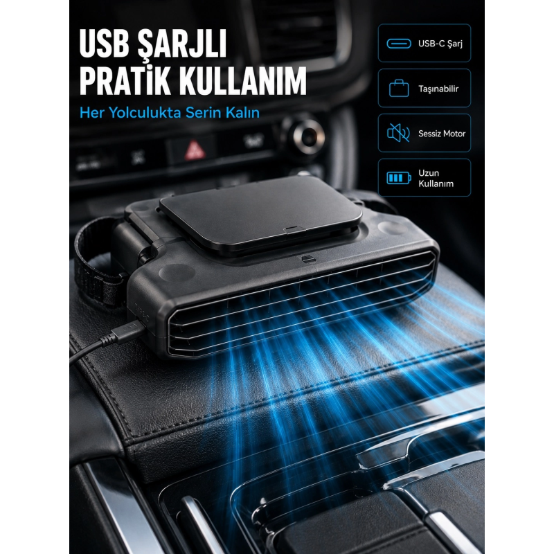 Araç Koltuk Başlığı Soğutucu Fan 5 Kademeli Hız Ayarlı Usb Şarjlı Boyun Serinletici Araç Koltuk Başlığı Soğutucu Fan 5 Kademeli Hız Ayarlı Usb Şarjlı Boyun Serinletici