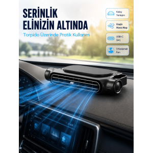 Araç Koltuk Başlığı Soğutucu Fan Usb Şarjlı 3 Kademeli Sessiz Boyun Serinletici
