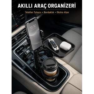 Araç Konsolu İçin Telefon Tutuculu Bardaklık Düzenleyici