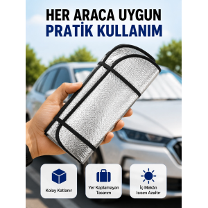Araç Ön Cam Güneşlik Isı Yalıtımlı Katlanabilir Model Renault Megane Honda Civic Opel Astra Ford Focus