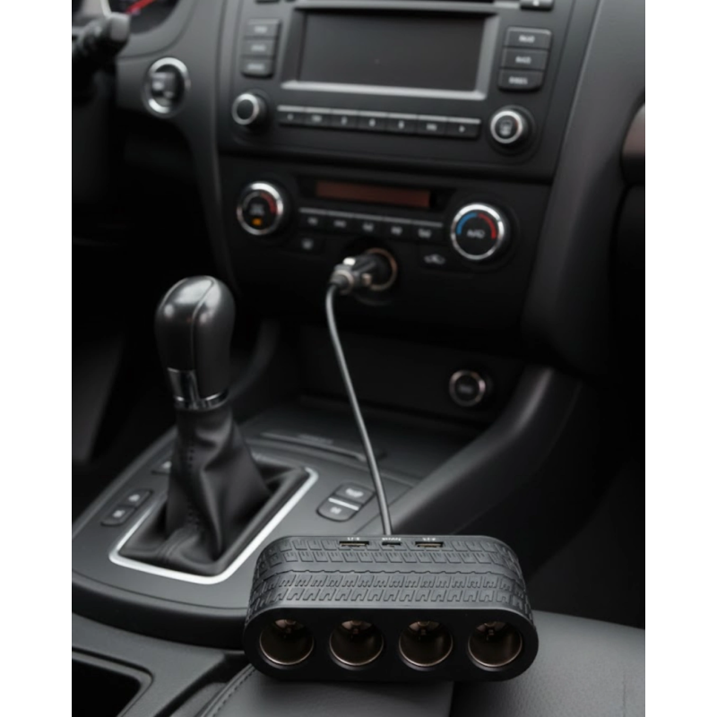 Araçlar İçin 4’lü Çakmak Çoklayıcı Type C Usb Ve Koruma Sistemli