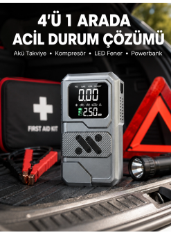 Araçlar İçin Akü Takviye Lastik Şişirme Ve Powerbank Cihazı