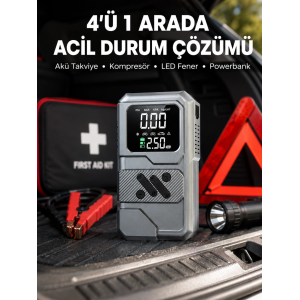 Araçlar İçin Akü Takviye Lastik Şişirme Ve Powerbank Cihazı