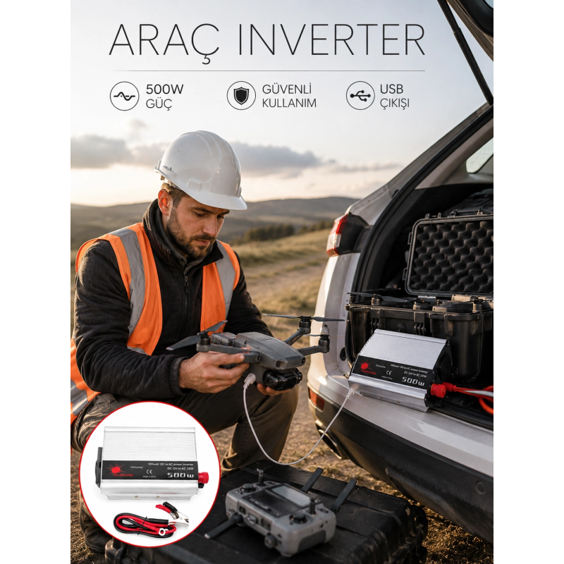 Araçtan Ev Tipi Priz 500w Kullanımı İnvertör Araçtan Ev Tipi Priz 500w Kullanımı İnvertör