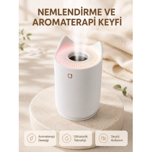 Aroma Difüzör Hava Nemlendirici Sessiz Çalışma Led Gece Lambası