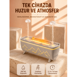 Aroma Difüzörü 280 Ml Yağmur Damlası Efektli Hava Nemlendirici Uzaktan Kumandalı Led Işıklı