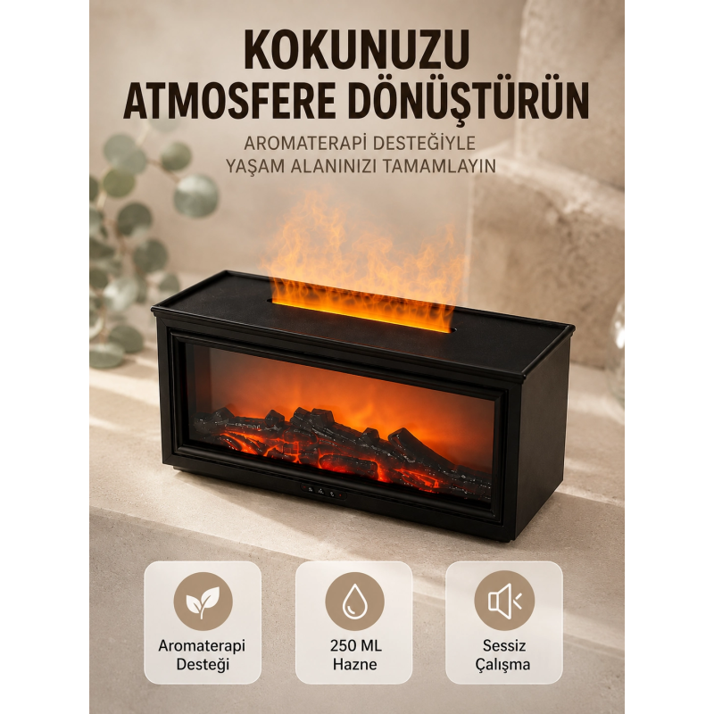 Aroma Difüzörü Simüle Alev Efektli Sessiz Hava Nemlendirici 250 Ml Aroma Difüzörü Simüle Alev Efektli Sessiz Hava Nemlendirici 250 Ml