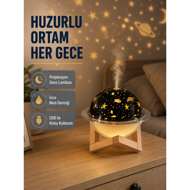 Aromaterapili Usb Hava Nemlendirici – Projeksiyon Işıklı, Sessiz Ve Şık Tasarım Aromaterapili Usb Hava Nemlendirici – Projeksiyon Işıklı, Sessiz Ve Şık Tasarım