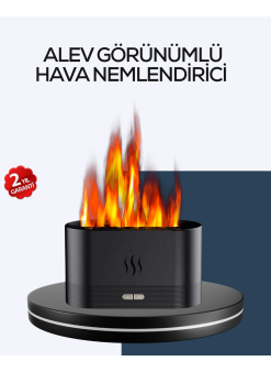 Aromatik Oda Kokusu Difüzörü Alev Tasarımlı Led Işıklı Nemlendirici