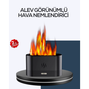 Aromatik Oda Kokusu Difüzörü Alev Tasarımlı Led Işıklı Nemlendirici
