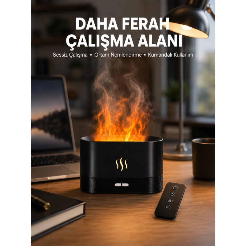 Aromatik Oda Kokusu Difüzörü Alev Tasarımlı Led Işıklı Nemlendirici Yeni Nesil Aromatik Oda Kokusu Difüzörü Alev Tasarımlı Led Işıklı Nemlendirici Yeni Nesil