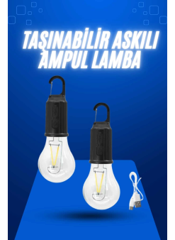 Askılı Kırılmaz Led Işık Kamp Bahçe Lambası Taşınabilir Led Ampul Şarjlı