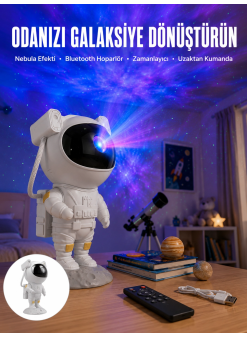 Astronot Bluetooth Hoparlör Gökyüzü Projektör Gece Lambası