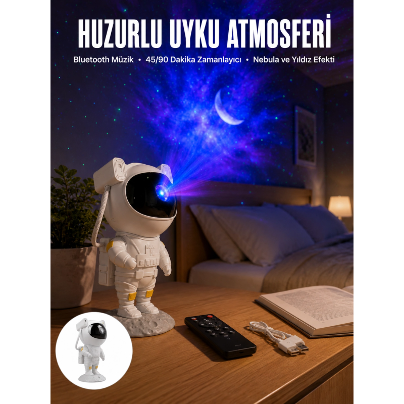 Astronot Görünümlü Projeksiyon Speaker Taşınabilir Astronot Görünümlü Projeksiyon Speaker Taşınabilir