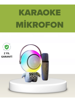 Astronot Tasarımlı Bluetooth Speaker Ve Kablosuz Mikrofon Karaoke Seti