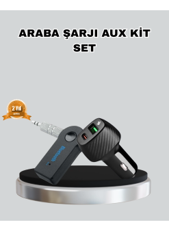 Aux Bluetooth Adaptör Ve 38w Hızlı Araç Şarj Cihazı Seti
