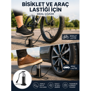 Ayakla Kullanılan Hava Pompası Araç Ve Bisiklet İçin Uygun Yeni Nesil