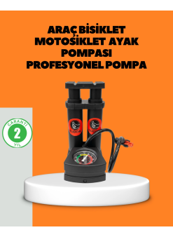 Ayaklı Bisiklet Pompası Basınç Göstergeli Çok Amaçlı