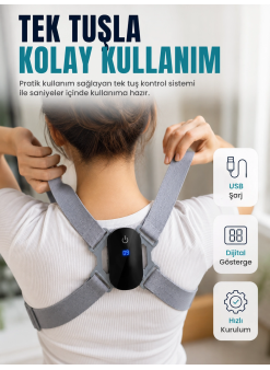 Ayarlanabilir Askılı Akıllı Dik Duruş Destekleyici Dijital Göstergeli Dik Duruş Cihazı