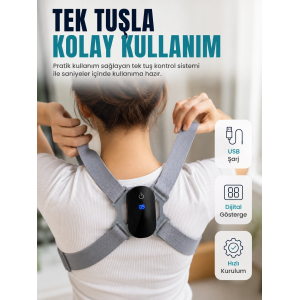 Ayarlanabilir Askılı Akıllı Dik Duruş Destekleyici Dijital Göstergeli Dik Duruş Cihazı